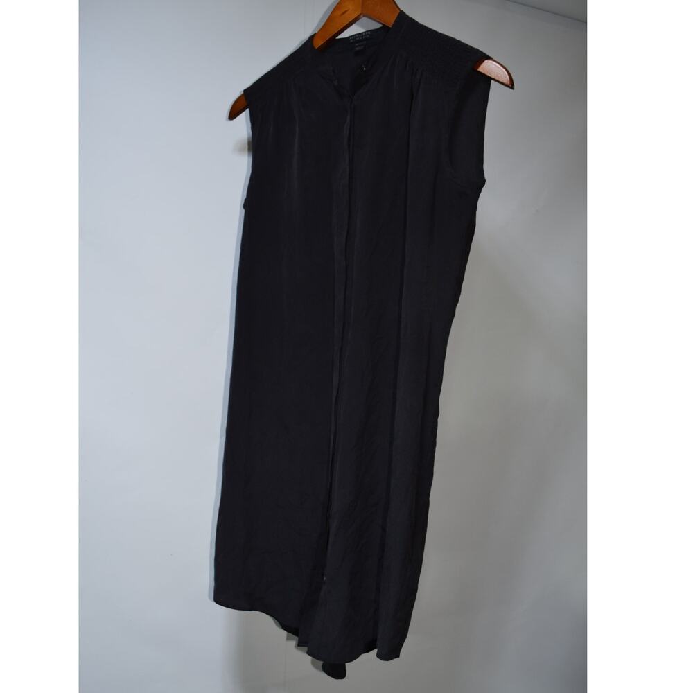 AllSaints Black 100% Silk Sleeveless Shirt Dress UK 2 US 00 XXS